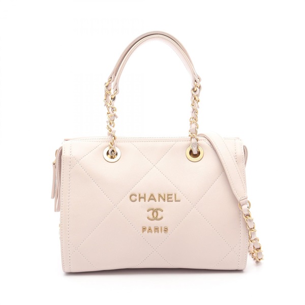 CHANEL Small Bowling Matelasse Shoulder Tote Bag AS2750 leather Pink Used GHW CC