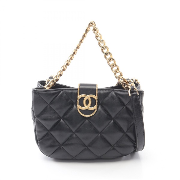 CHANEL Matelasse Chain 2way Shoulder Bag AS3475 Lamb sheep leather Black Used CC