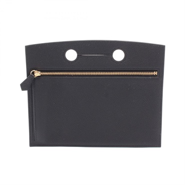 HERMES Back pocket Pouch purse Z Togo leather Black Used GHW