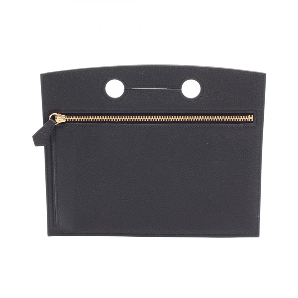 HERMES Back pocket Pouch purse Z Togo leather Black Used GHW