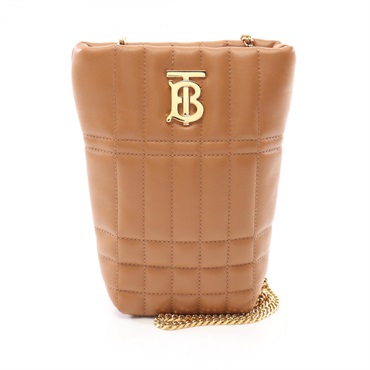 BURBERRY Lola quilted bucket Chain Shoulder Bag 80464941 leather Brown Used