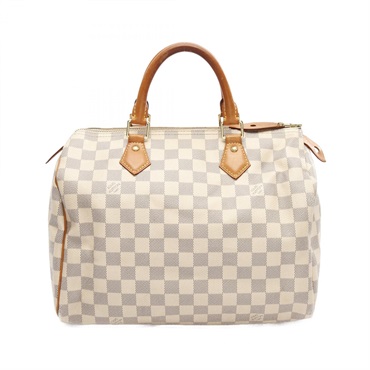 LOUIS VUITTON Speedy 30 Handbag N41533 Damier Azur canvas White Used Women