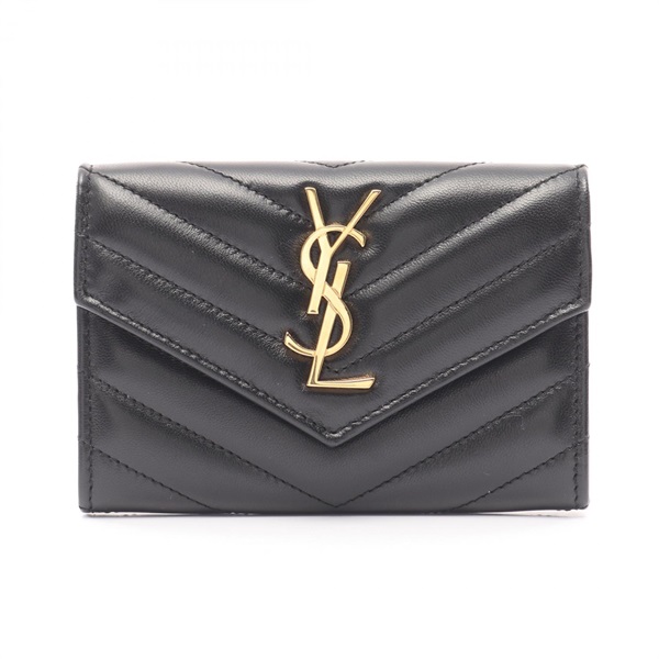 SAINT LAURENT Monogram Envelope Bi-fold Wallet 414404AAA441000 leather Black NEW