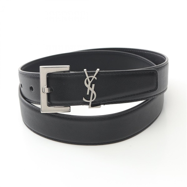 SAINT LAURENT Cassandra belt ceinture #90 634437BOO0E100090 leather Black NEW