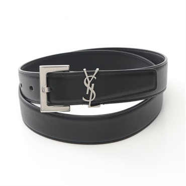 SAINT LAURENT Cassandra belt ceinture 634437BOO0E100095 leather Black NEW unisex