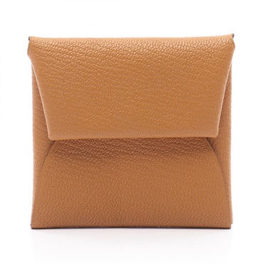 HERMES Bastia coin purse wallet B Chevre leather Sesame Used SHW
