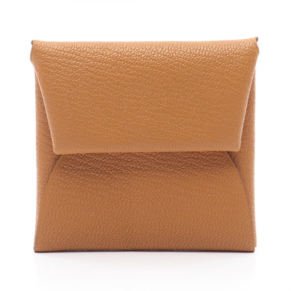 HERMES Bastia coin purse wallet B Chevre leather Sesame Used SHW
