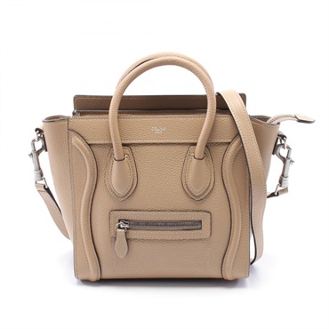 CELINE Luggage Nano Shopper Hand shoulder crossbody bag 189243 leather Beige