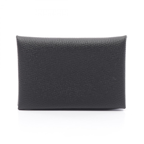 HERMES Calvi coin purse wallet U Epsom leather Black Used SHW