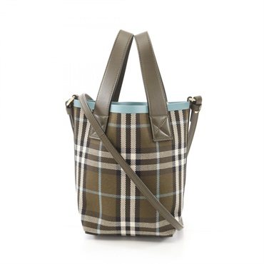 BURBERRY Mini London 2way Bucket Handbag 8073893 canvas leather Khaki Used Women