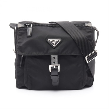 PRADA VELA Shoulder crossbody Bag BT8994 Nylon leather Black Used