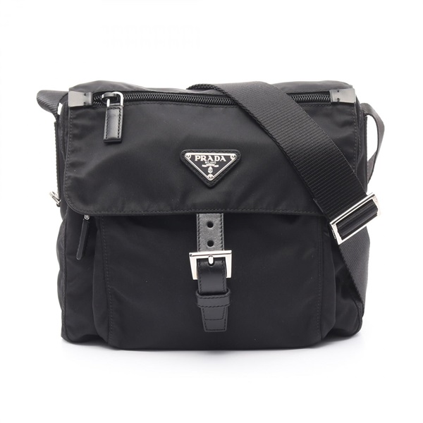 PRADA VELA Shoulder crossbody Bag BT8994 Nylon leather Black Used