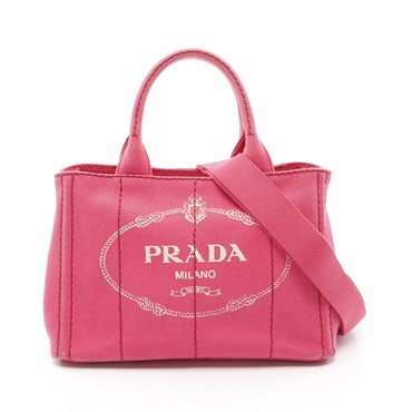 PRADA CANAPA Tote shoulder crossbody Bag 1BG439 canvas Pink Used