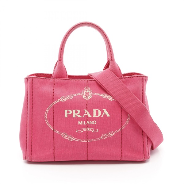 PRADA CANAPA Tote shoulder crossbody Bag 1BG439 canvas Pink Used