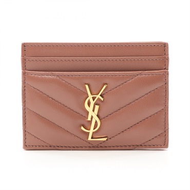 SAINT LAURENT YSL Monogram Card Case holder 423291AAA445922 leather Pink NEW