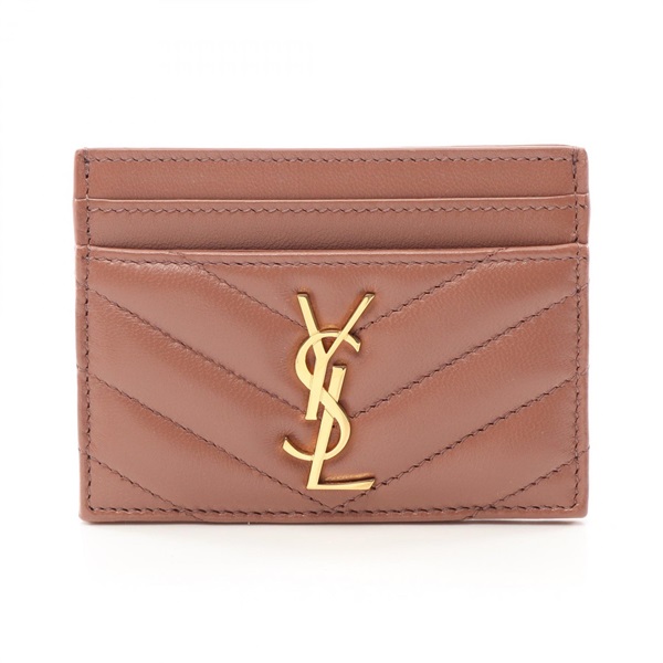 SAINT LAURENT YSL Monogram Card Case holder 423291AAA445922 leather Pink NEW