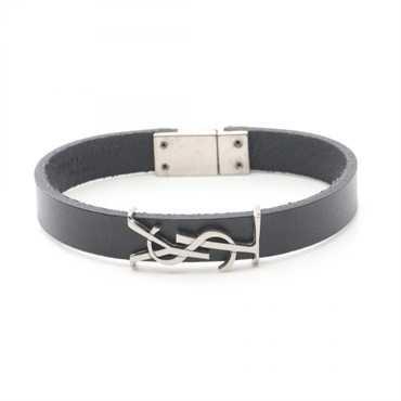 SAINT LAURENT Cassandra Bracelet 7088150IH0E1000 leather Black NEW mens SHW