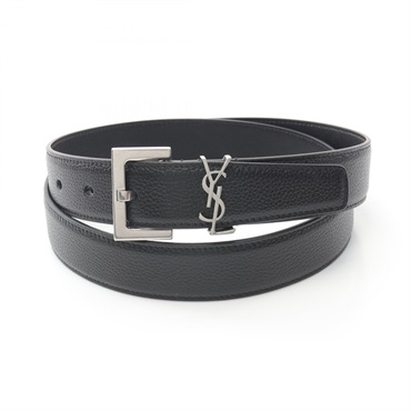 SAINT LAURENT Cassandra belt 634440DTI0E100085 leather Black #85 NEW unisex