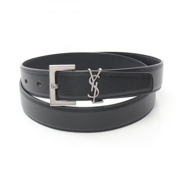 SAINT LAURENT Cassandra Belt 634440DTI0E100090 leather Black NEW unisex