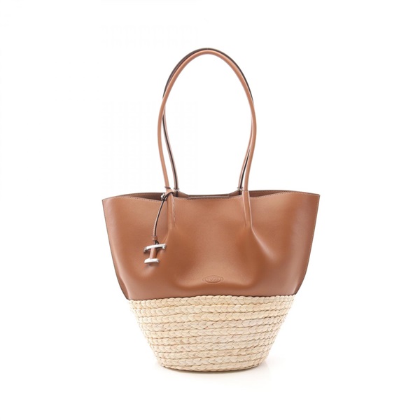 TOD'S Timeless Tote shoulder Bag XBWBUXA0300UBY265T leather Raffia Brown Beige