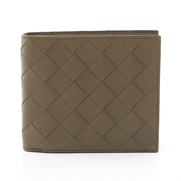 BOTTEGA VENETA Intrecciato Bi-fold purse wallet 743211VCPQ42877 leather Khaki