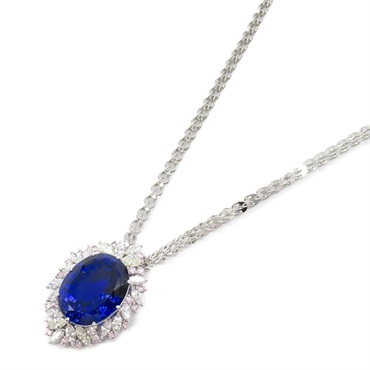JEWELRY Tanzanite Diamond Necklace pendant Pt900 Platinum Blue Used women 42cm