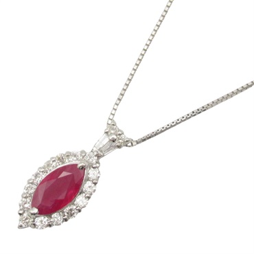 JEWELRY Ruby Diamond Necklace Pt900 Platinum Red Used women Pendant