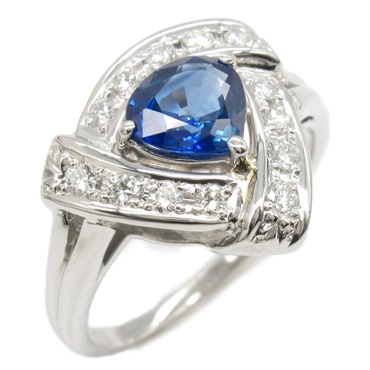JEWELRY Sapphire Diamond Ring Pt900 Platinum Blue Used women US size 6