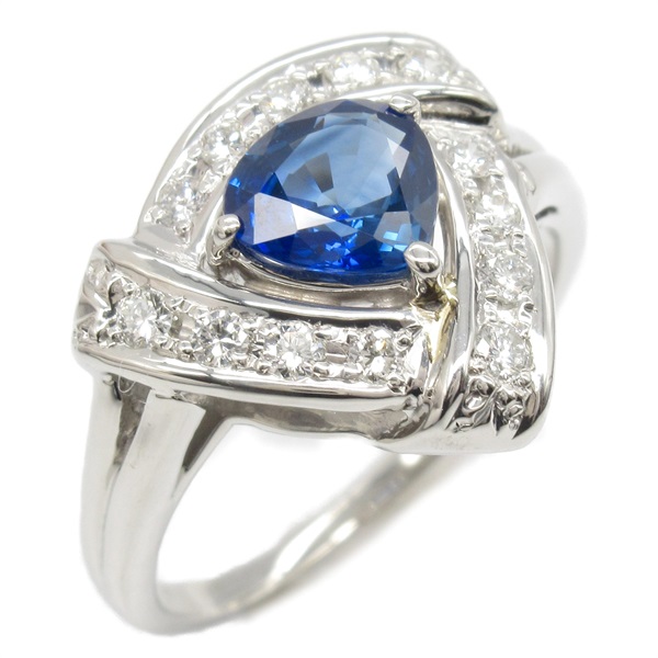 JEWELRY Sapphire Diamond Ring Pt900 Platinum Blue Used women US size 6