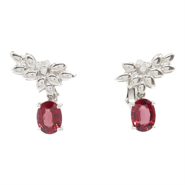 JEWELRY Garnet Diamond screw back earrings 18KWG 14KWG Gold Red Used women