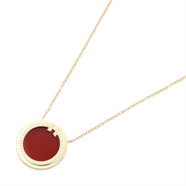 TIFFANY＆CO T TWO Circle Necklace 18KYG Yellow Gold Carnelian Diamond Used