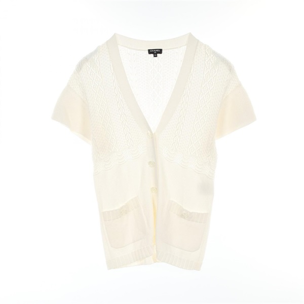CHANEL COCO Mark button cardigan short sleeves #34 P58573 cotton White Used