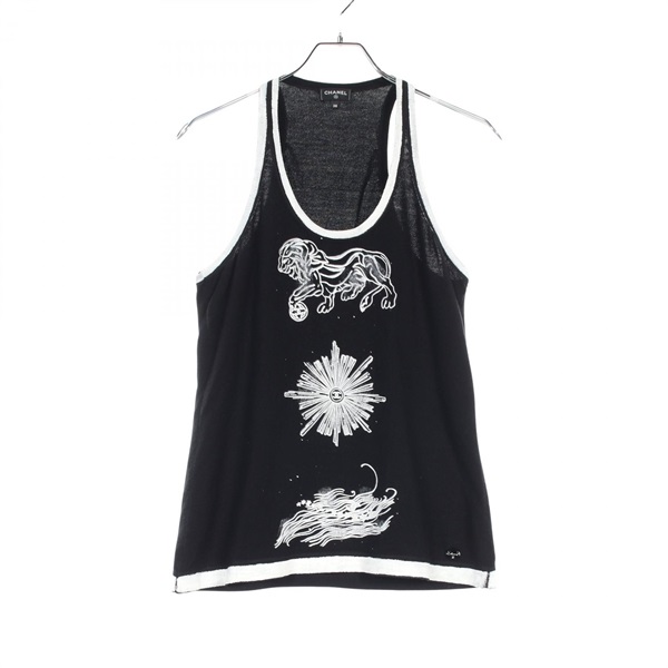 CHANEL COCO Mark Tank top #38 P72028K10330 cotton Black Used