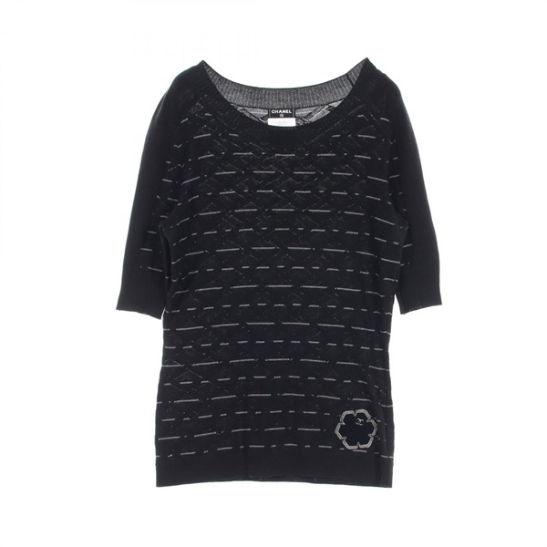 CHANEL knitwear sweater short sleeves P47893K06108 cotton Black Used