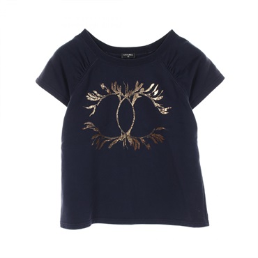 CHANEL COCO Mark sweatshirt T-shirt S size P57840 cotton Navy Used