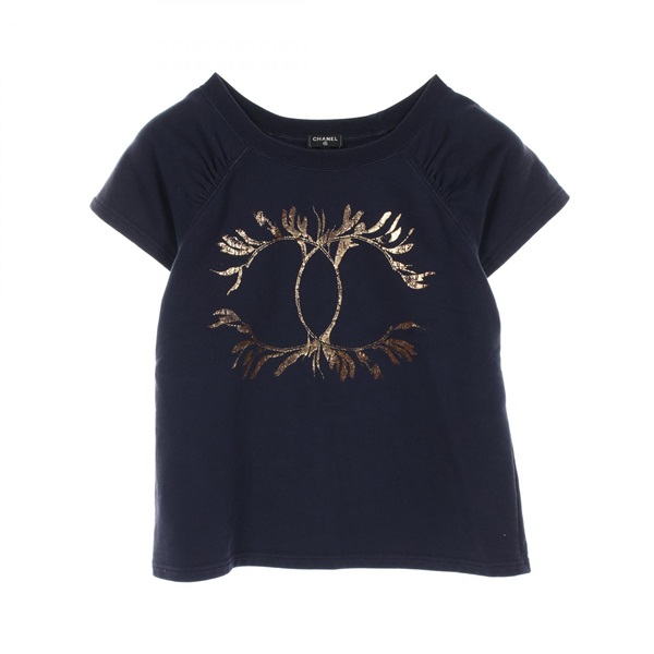 CHANEL COCO Mark sweatshirt T-shirt S size P57840 cotton Navy Used