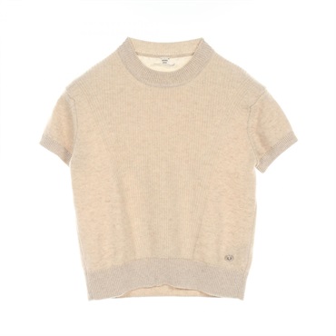 HERMES Sellier knitwear sweater #40 short sleeves 3H2600D1 cashmere Beige Used
