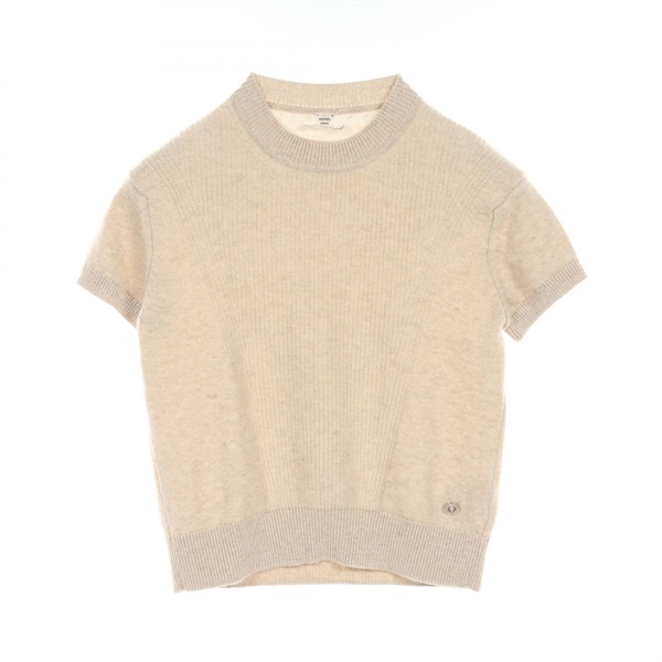 HERMES Sellier knitwear sweater #40 short sleeves 3H2600D1 cashmere Beige Used