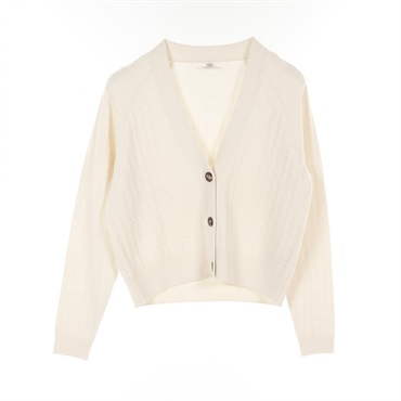 HERMES Sellier Button H Pattern cardigan knitwear #34 3E2713DB wool Beige Used