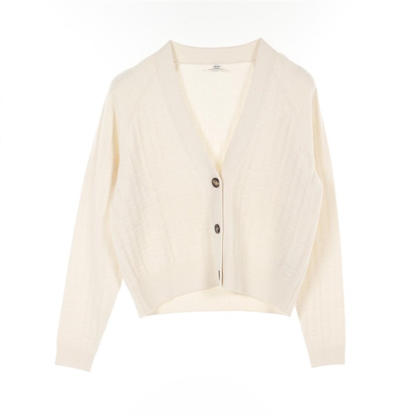 HERMES Sellier Button H Pattern cardigan knitwear #34 3E2713DB wool Beige Used