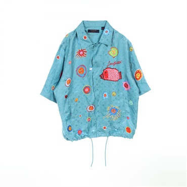 LOUIS VUITTON YK Short Sleeve Monogram Face shirt #5L RM232H V36 HOS31W silk