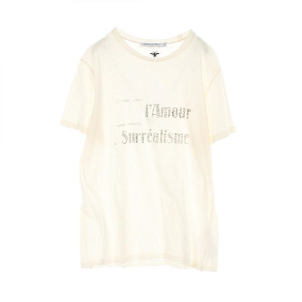 Christian Dior T-shirt L size 843T03WC428 cotton Fabric White Black Used
