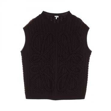 LOEWE Anagram knitwear vest M size wool Brown Used