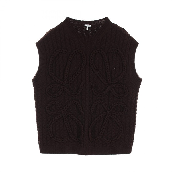 LOEWE Anagram knitwear vest M size wool Brown Used