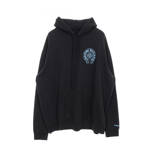 CHROME HEARTS Horseshoe back print Hoodie Tops cotton Black Used mens size XL
