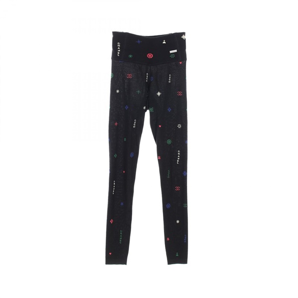 CHANEL COCO Mark Camellia Leggings Pants 21N P70775K10260 cashmere silk BK ＃34