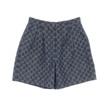 GUCCI GG Pattern Denim Short Pants 682805 Cotton Navy Size 42 Used Women