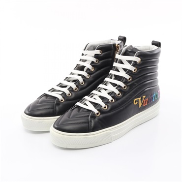 LOUIS VUITTON Stellar line high-cut lace-up shoes sneakers #37 leather Black