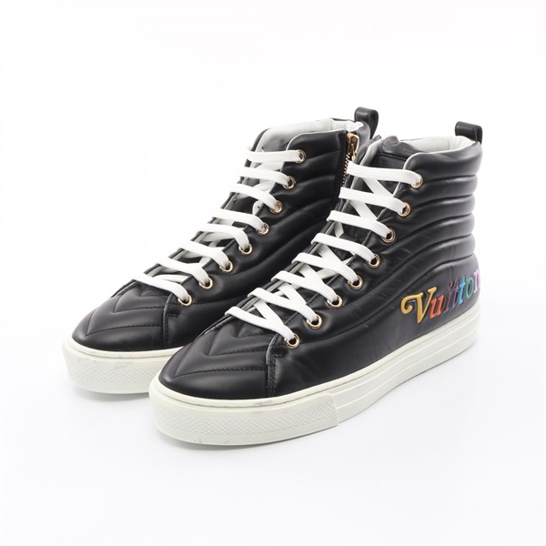LOUIS VUITTON Stellar line high-cut lace-up shoes sneakers #37 leather Black