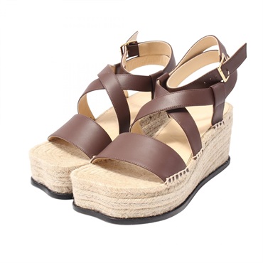 LOEWE Petal Espadrilles Sandals #41 heels L815283X19311041 leather Brown NEW